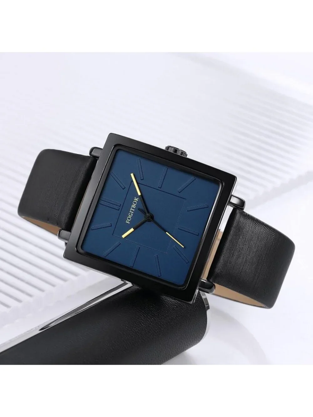Women's Blue Waterproof Leather Band Thin Design Classic Quartz Wrist Watch
